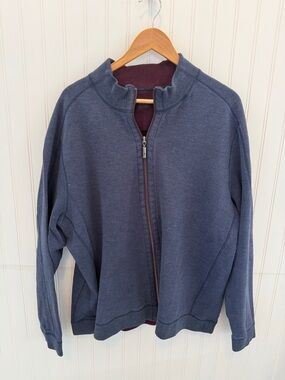Tommy Bahama Men’s Reversible Navy/Maroon Zip-Up Sweater Size XL
